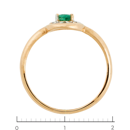 Кольцо из комбинированного золота 585 пробы c фианитами и 1 изумрудом, Л09104022 за 11750