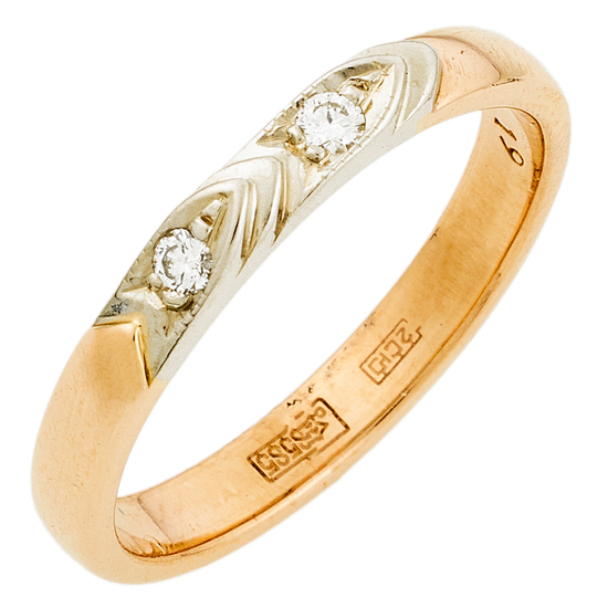 Кольцо из комбинированного золота 585 пробы c 2 бриллиантами, Л37057582 за 10600