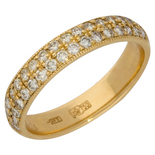 Кольцо обручальное из желтого золота 750 пробы c 34 бриллиантами 013961 фото 1