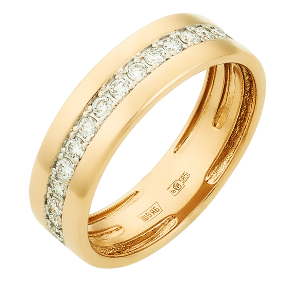 Кольцо обручальное из красного золота 585 пробы c 19 бриллиантами, Л52069841 за 15960