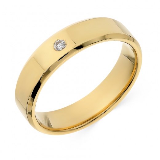 Кольцо обручальное из желтого золота 585 пробы c 1 бриллиантом 020786 фото 1