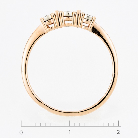 Кольцо из комбинированного золота 585 пробы c 3 бриллиантами, ЦО0035242 за 7950