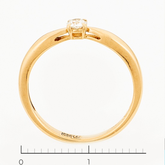Кольцо из красного золота 585 пробы c 1 бриллиантом, Л43055061 за 6125