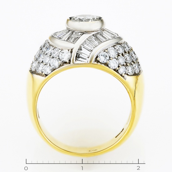 Кольцо из комбинированного золота 750 пробы c 71 бриллиантами, Л33066466 за 203800