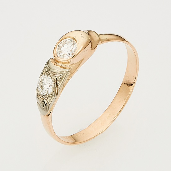 Кольцо из комбинированного золота 585 пробы c 2 бриллиантами, Л62006211 за 14525