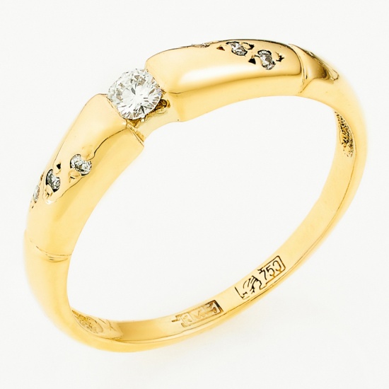 Кольцо из желтого золота 750 пробы c 7 бриллиантами, Л45067851 за 19215