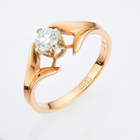 Кольцо из комбинированного золота 583 пробы c 1 бриллиантом, Л12055196 за 71200