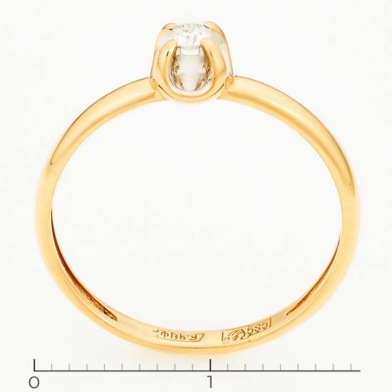 Кольцо из красного золота 585 пробы c 1 бриллиантом, Л73016917 за 6075