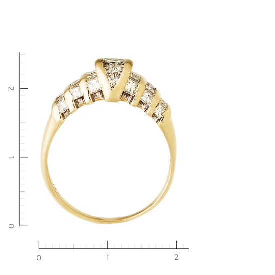 Кольцо из желтого золота 585 пробы c 25 бриллиантами и 2 камнями синтетическими, Л48066625 за 89900