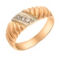 Кольцо из комбинированного золота 585 пробы c 3 бриллиантами 029378 фото 1