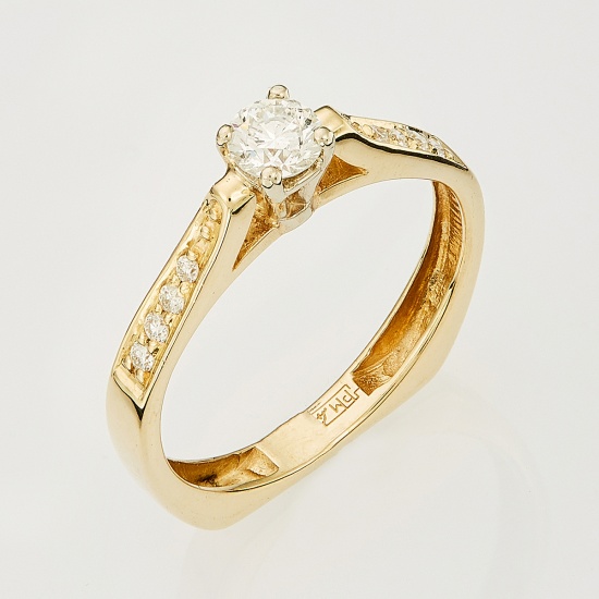 Кольцо из комбинированного золота 585 пробы c 9 бриллиантами, Л64004072 за 34000