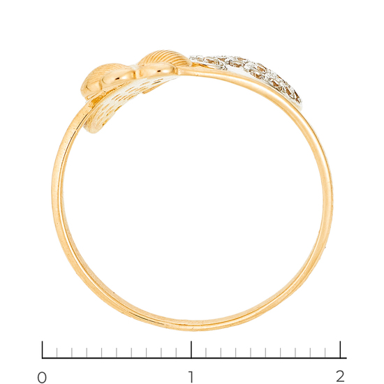 Кольцо из комбинированного золота 585 пробы c фианитами, Л31123527 за 10620
