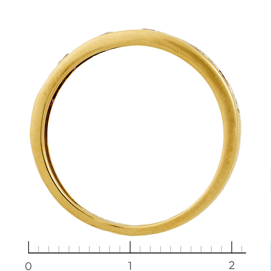 Кольцо из желтого золота 585 пробы c 7 бриллиантами и 6 рубинами, Л73020513 за 8775