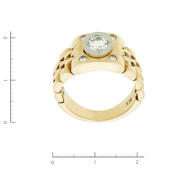 Кольцо из комбинированного золота 585 пробы c 5 бриллиантами, Л04077978 за 125700