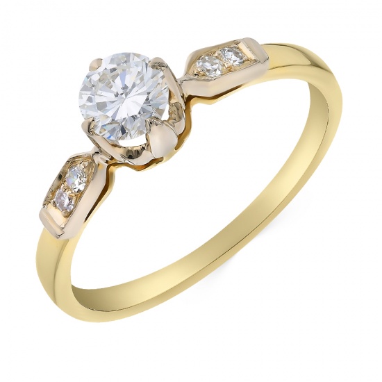 Кольцо из комбинированного золота 750 пробы c 5 бриллиантами, Л35025255 за 94400