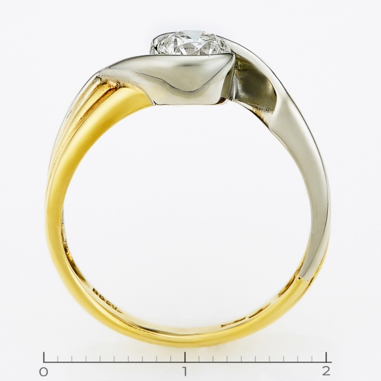 Кольцо из комбинированного золота 750 пробы c 1 бриллиантом, Л18046819 за 70500