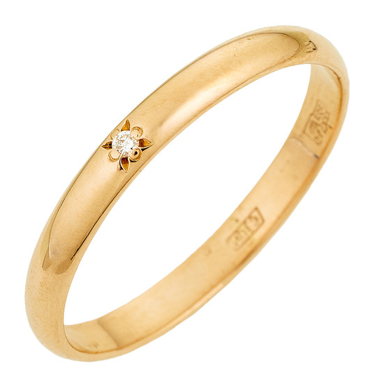 Кольцо из красного золота 585 пробы c 1 бриллиантом, Л47090889 за 13740