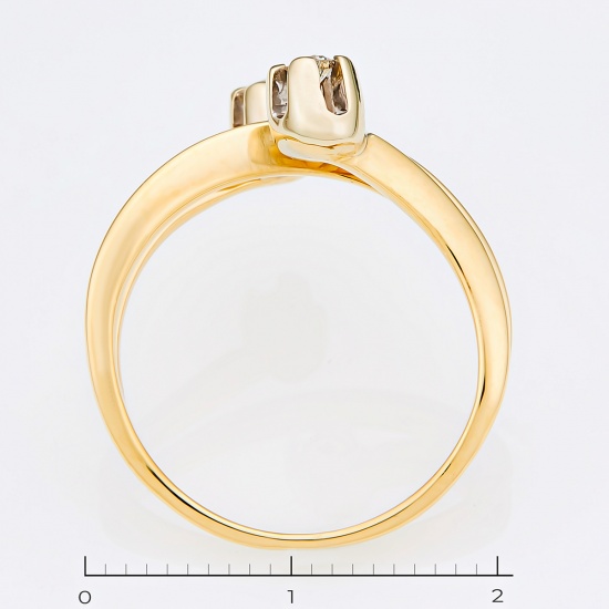 Кольцо из комбинированного золота 585 пробы c 6 бриллиантами и 1 сапфиром, Л30118550 за 12750