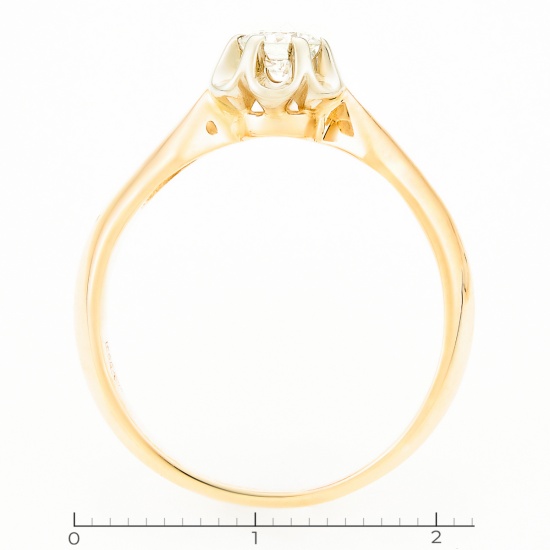 Кольцо из комбинированного золота 583 пробы c 1 бриллиантом, Л66007017 за 96000