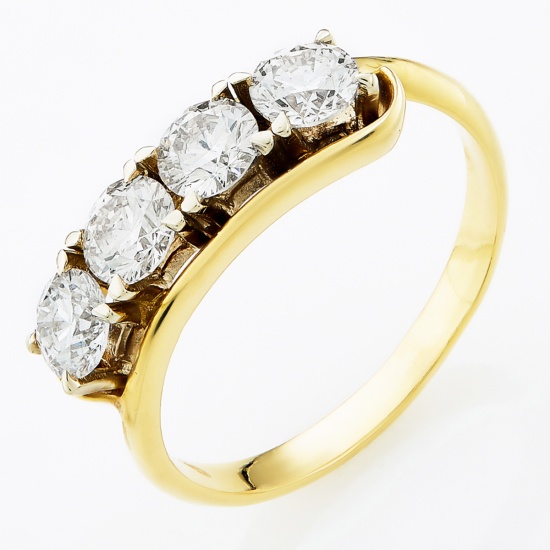 Кольцо из желтого золота 750 пробы c 4 бриллиантами, Л33011800 за 228950