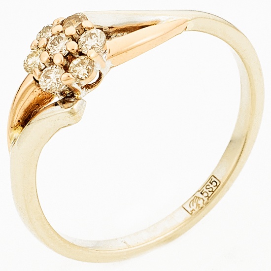 Кольцо из комбинированного золота 585 пробы c 7 бриллиантами, Л63016007 за 10450