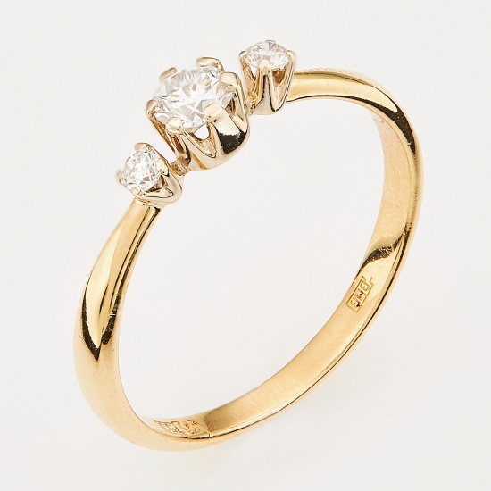 Кольцо из комбинированного золота 750 пробы c 3 бриллиантами, Л09095998 за 34200