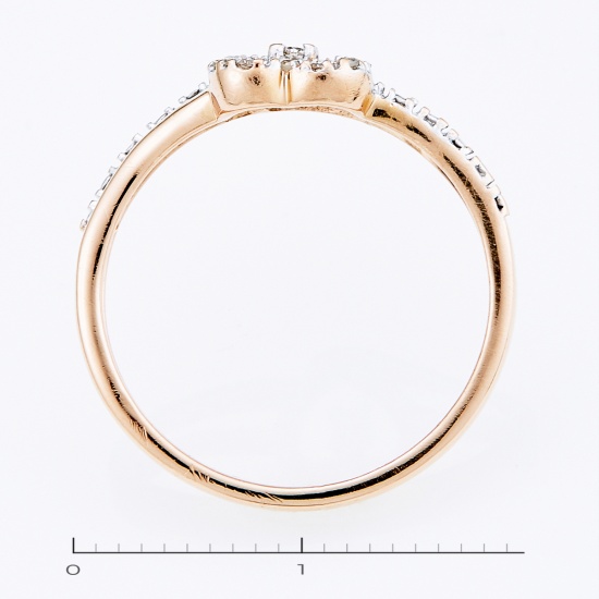 Кольцо из комбинированного золота 585 пробы c 13 бриллиантами, Л71011391 за 9950