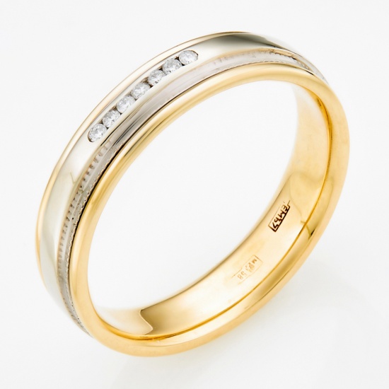 Кольцо обручальное из комбинированного золота 585 пробы c 7 бриллиантами, Л76004994 за 31950