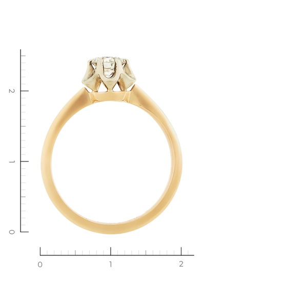 Кольцо из комбинированного золота 583 пробы c 1 бриллиантом, Л28086548 за 198000