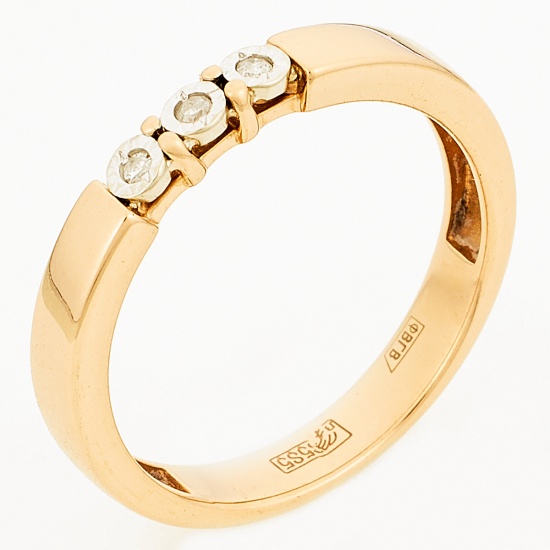 Кольцо из комбинированного золота 585 пробы c 3 бриллиантами, Л28081801 за 11340