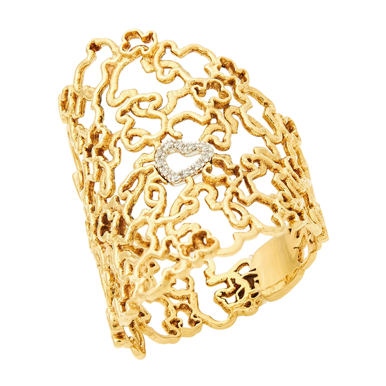 Кольцо из комбинированного золота 750 пробы c 11 бриллиантами, Л28082517 за 95000