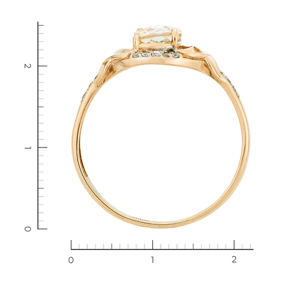 Кольцо из красного золота 585 пробы c 1 камнем синтетическим и фианитами, Л22116472 за 9400