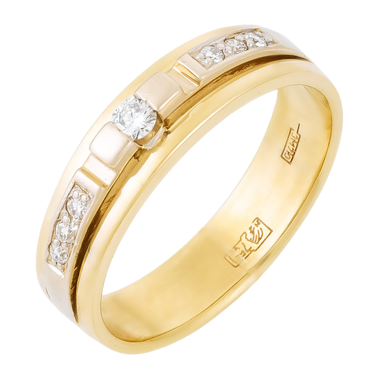 Кольцо из желтого золота 750 пробы c 7 бриллиантами, Л18112357 за 46320