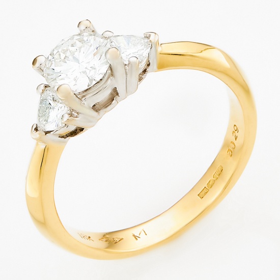 Кольцо из комбинированного золота 750 пробы c 3 бриллиантами, Л11123788 за 175000