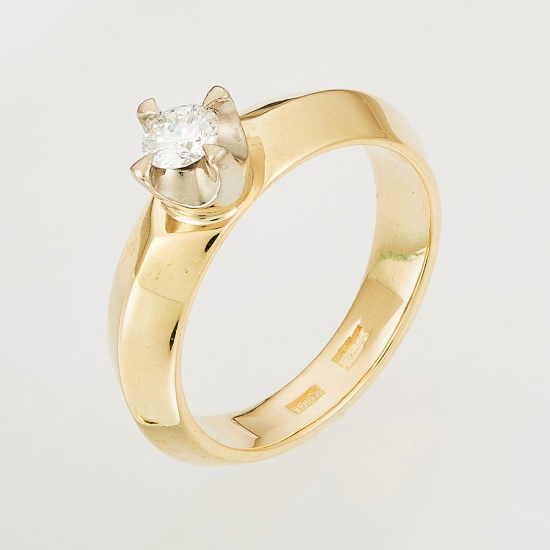 Кольцо из комбинированного золота 750 пробы c 1 бриллиантом, Л22100430 за 52500