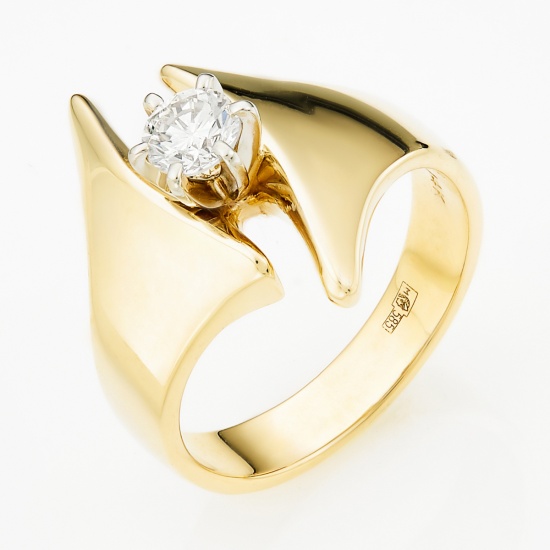 Кольцо из комбинированного золота 585 пробы c 1 бриллиантом, Л33081531 за 66115