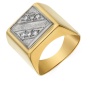 Кольцо печатка из комбинированного золота 750 пробы c 6 бриллиантами 018464 фото 1