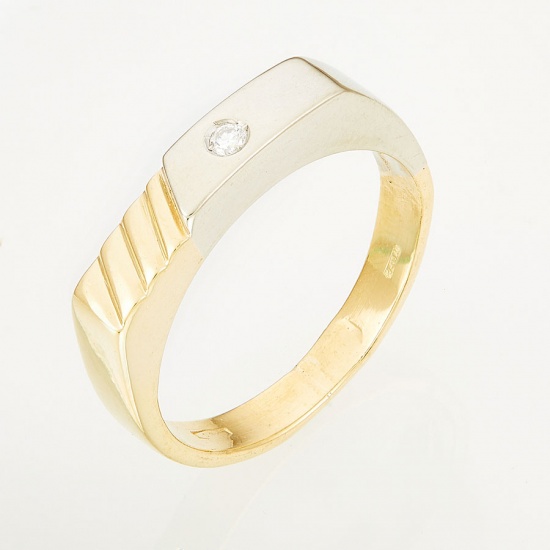 Кольцо печатка из комбинированного золота 750 пробы c 1 бриллиантом, Л29106100 за 21160