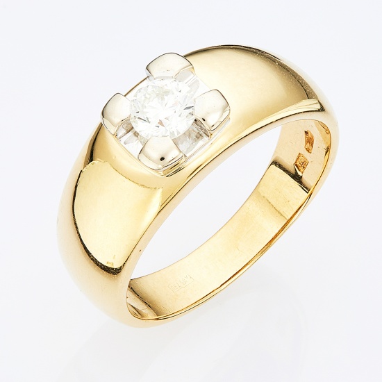 Кольцо из комбинированного золота 750 пробы c 1 бриллиантом, Л35047728 за 107625