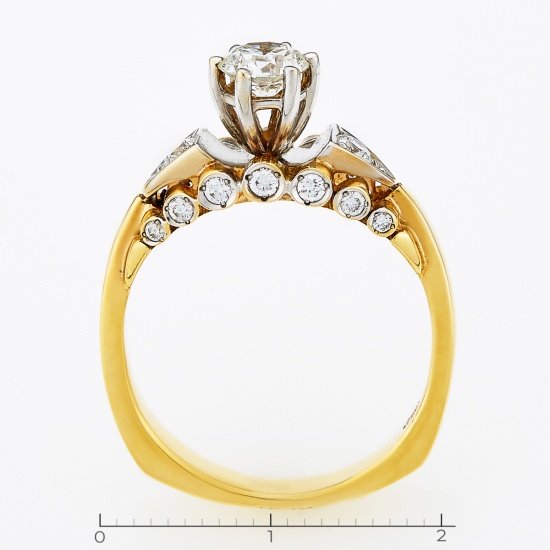 Кольцо из комбинированного золота 750 пробы c 17 бриллиантами, Л39007057 за 109160