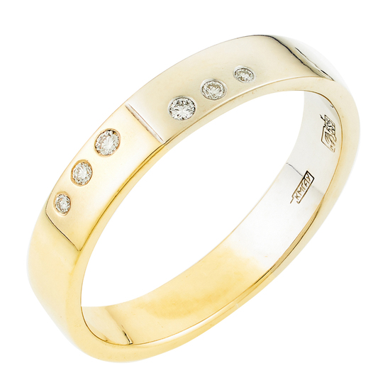 Кольцо из комбинированного золота 585 пробы c 6 бриллиантами, Л58041513 за 24525
