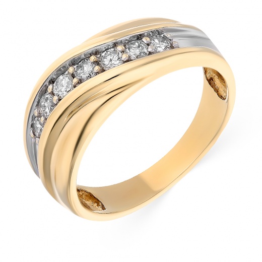 Кольцо из комбинированного золота 585 пробы c 7 бриллиантами 015374 фото 1