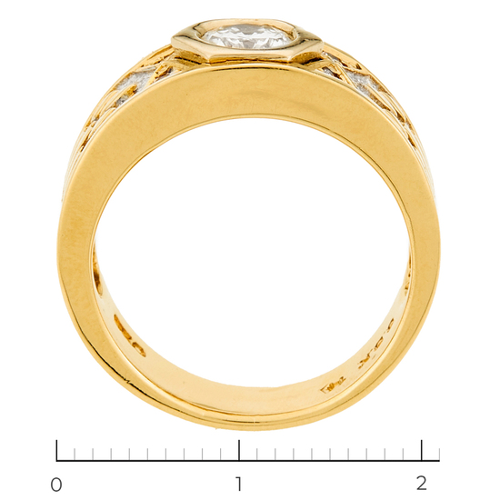 Кольцо из комбинированного золота 750 пробы c 4 фианитами и 1 бриллиантом, Л35047421 за 154140