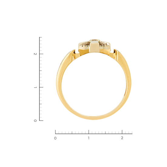 Кольцо из комбинированного золота 585 пробы c 13 бриллиантами и эмалями, Л43056897 за 67830