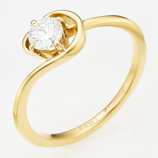 Кольцо из желтого золота 585 пробы c 1 бриллиантом, Л61017031 за 48750