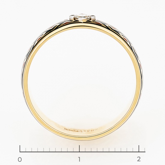 Кольцо из комбинированного золота 585 пробы c 1 бриллиантом, Л28072180 за 35000