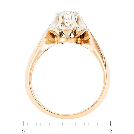Кольцо из комбинированного золота 585 пробы c 1 бриллиантом, Л55006791 за 74250