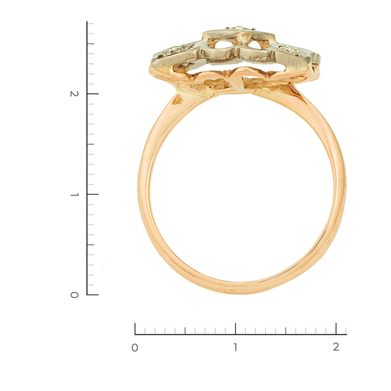 Кольцо из комбинированного золота 500 пробы c 5 бриллиантами, Л22116055 за 21900