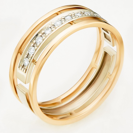 Кольцо из комбинированного золота 585 пробы c 11 бриллиантами, Л30125723 за 47700