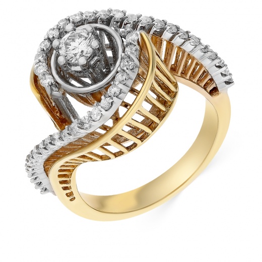 Кольцо из комбинированного золота 750 пробы c 43 бриллиантами 030490 фото 1